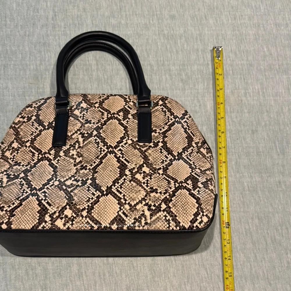 a new day Cream and Black Satchel with Classic Dome Shape